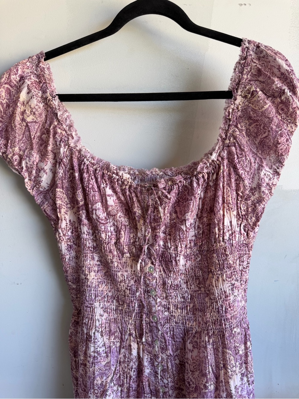 Smocked Lavender Floral Maxi Dress - UO